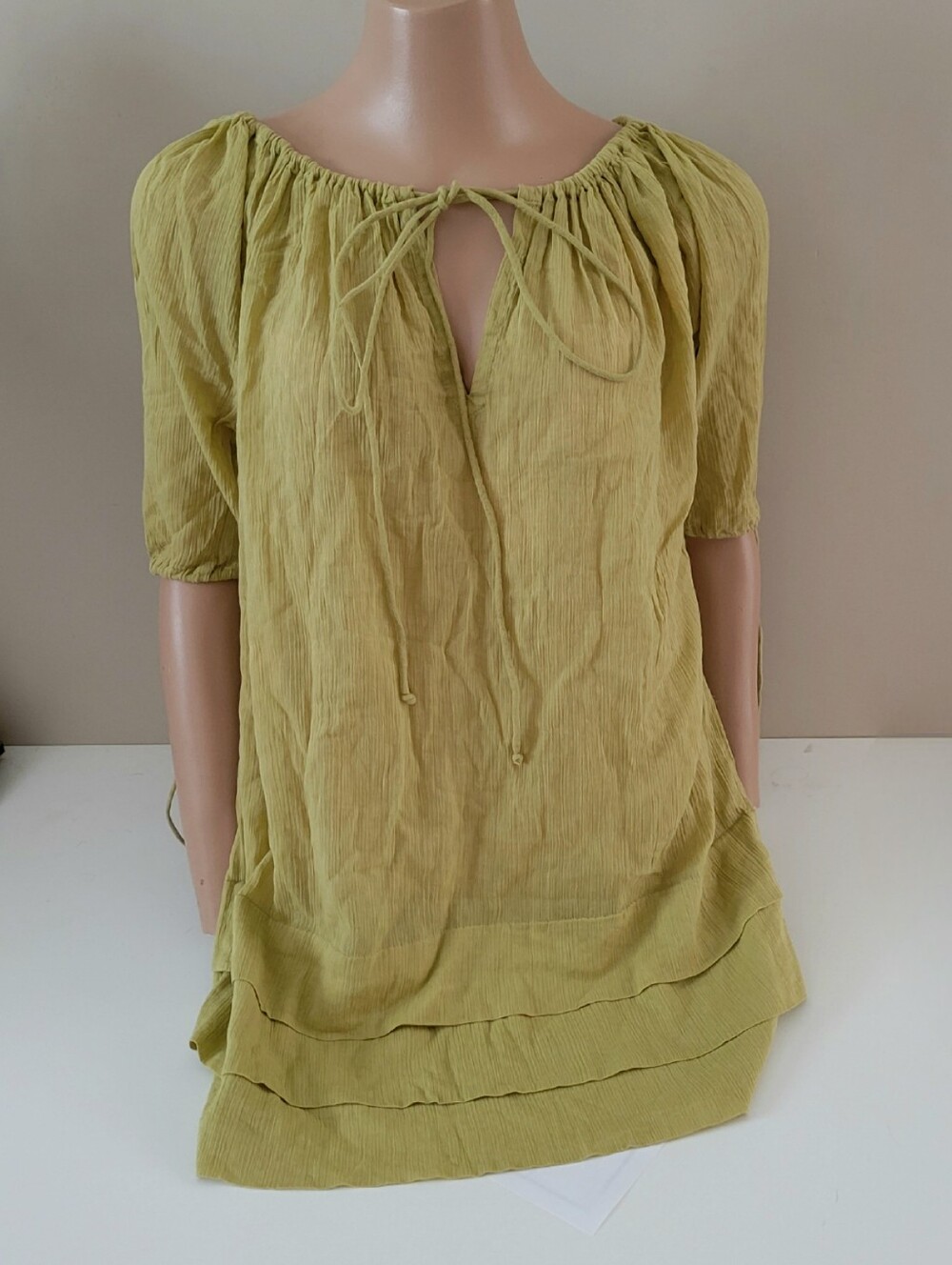 Joe Fresh Light Olive Tie-Front Peasant Tunic